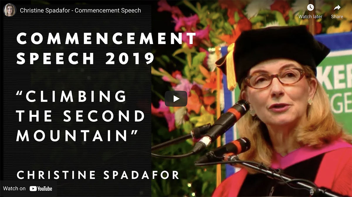 Christine Spadafor delivered the Commencement Address and was awarded an honorary doctoral degree from Mercyhurst University in 2019.